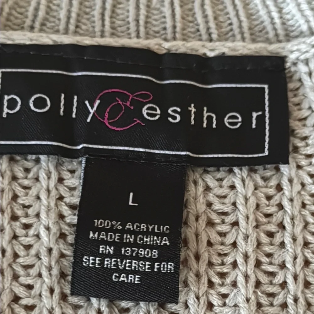 Polly & Esther Gray V-Neck Sweater with Distressed Hem - Picture 9 of 9